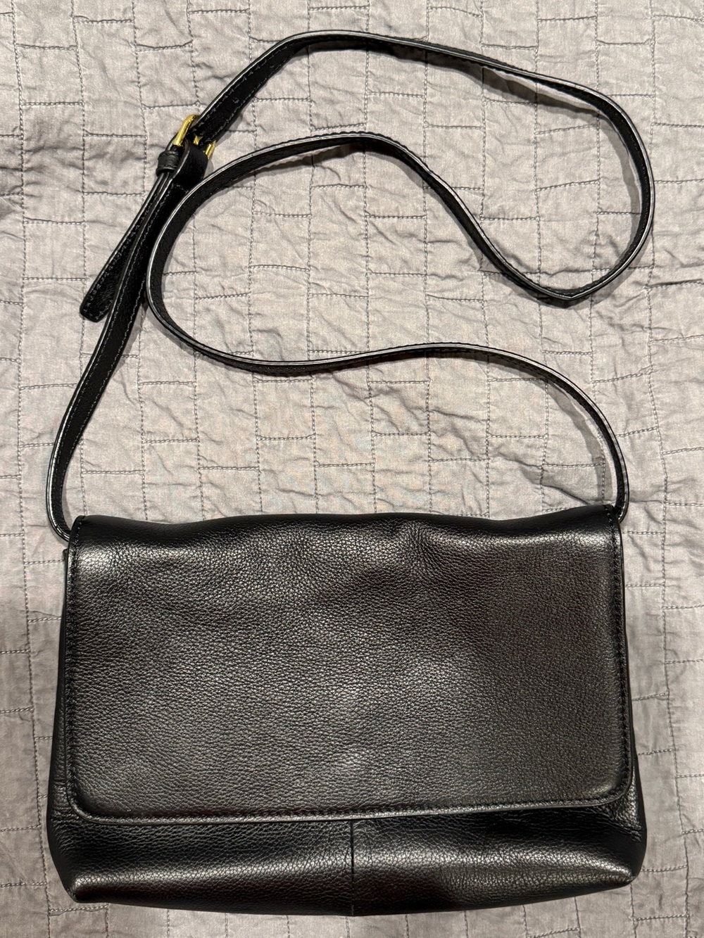 J. Crew Black Leather Crossbody Bag